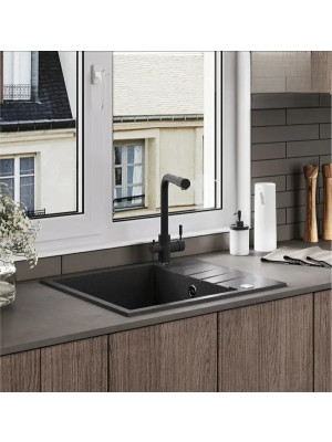 Кухонная мойка Polygran DEKA 600 черный интерьер 2