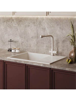 Кухонная мойка Polygran DEKA 700 белый хлопок интерьер