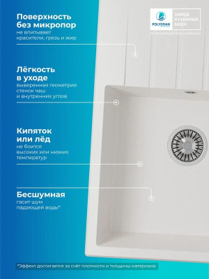 Кухонная мойка Polygran DEKA 700 белый хлопок преимущества