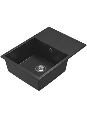 Кухонная мойка Polygran DEKA 700 космос черный металлик вид сбоку