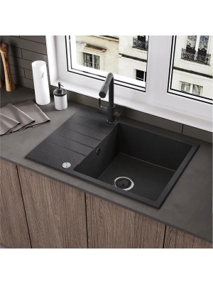 Кухонная мойка Polygran DEKA 700 космос черный металлик интерьер 2