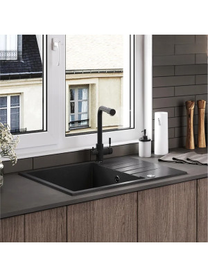 Кухонная мойка Polygran DEKA 700 космос черный металлик интерьер 3