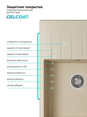 Кухонная мойка Polygran DEKA 700 опал покрытие