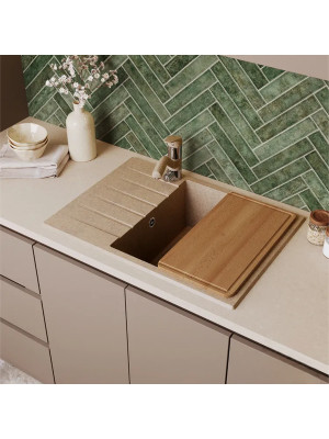 Кухонная мойка Polygran DEKA 700 песочный интерьер 3