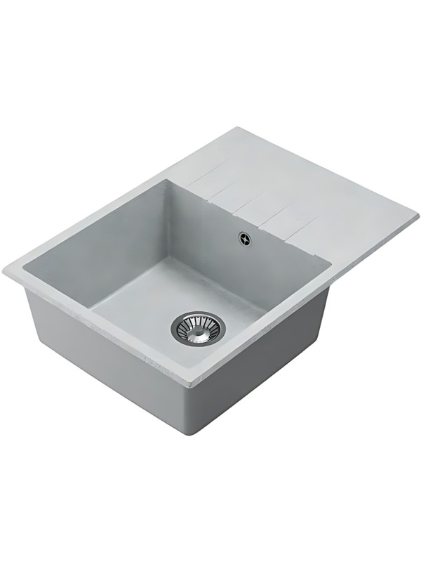 Кухонная мойка Polygran DEKA 700 светло-серый вид сбоку