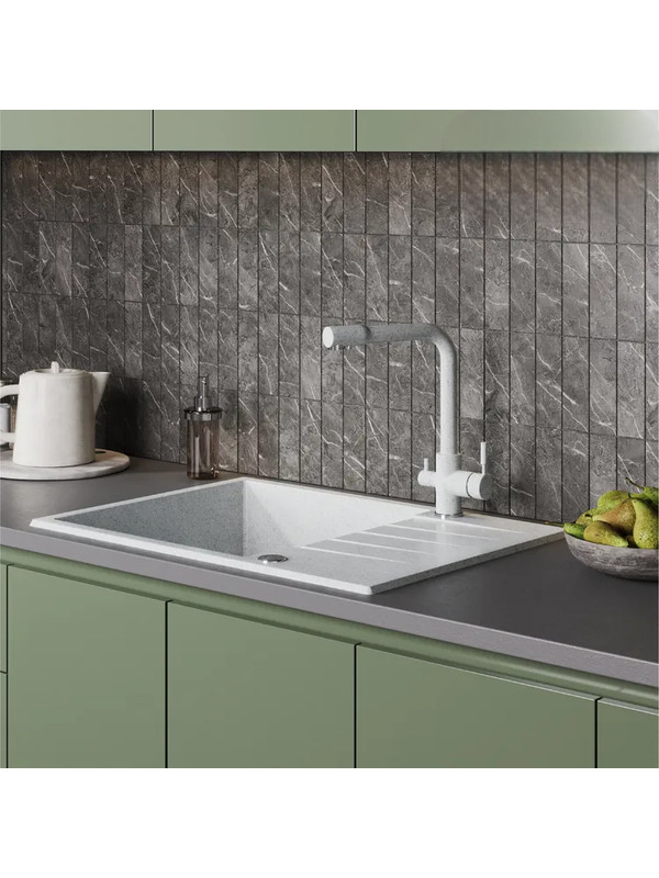 Кухонная мойка Polygran DEKA 700 светло-серый интерьер 2