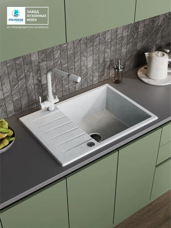 Кухонная мойка Polygran DEKA 700 светло-серый покрытие интерьер