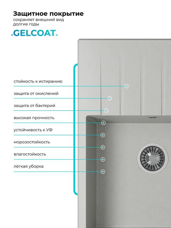 Кухонная мойка Polygran DEKA 700 серый покрытие