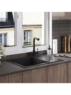 Кухонная мойка Polygran DEKA 700 черный интерьер 3