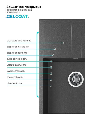 Кухонная мойка Polygran DEKA 700 черный покрытие