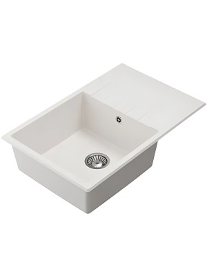 Кухонная мойка Polygran DEKA 780 белый хлопок вид сбоку