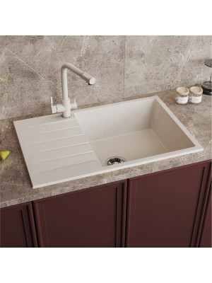 Кухонная мойка Polygran DEKA 780 белый хлопок интерьер