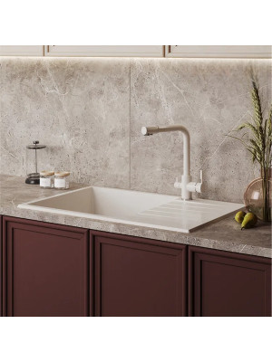 Кухонная мойка Polygran DEKA 780 белый хлопок интерьер 3