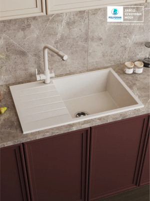 Кухонная мойка Polygran DEKA 780 белый хлопок гарантия