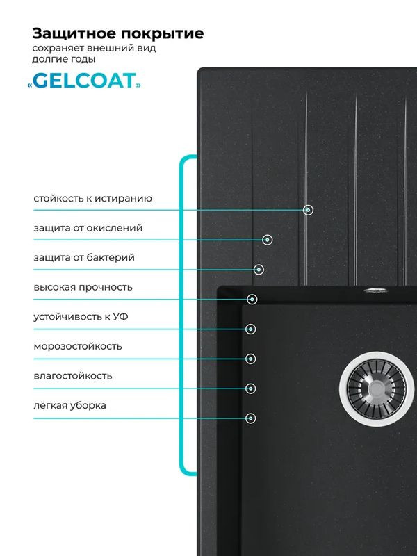 Кухонная мойка Polygran DEKA 780 космос покрытие