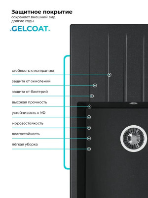 Кухонная мойка Polygran DEKA 780 космос покрытие