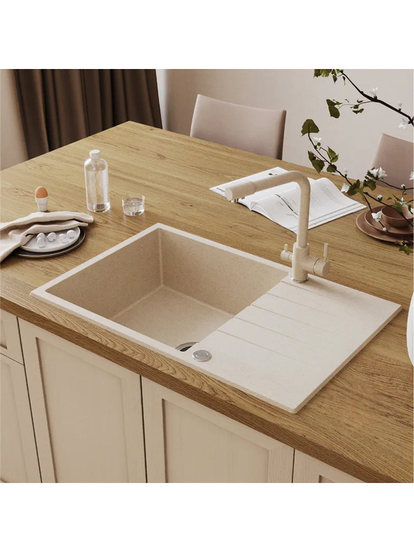 Кухонная мойка Polygran DEKA 780 кремовый интерьер 2