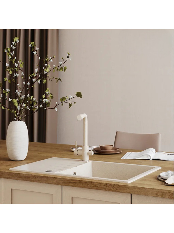 Кухонная мойка Polygran DEKA 780 кремовый интерьер 3