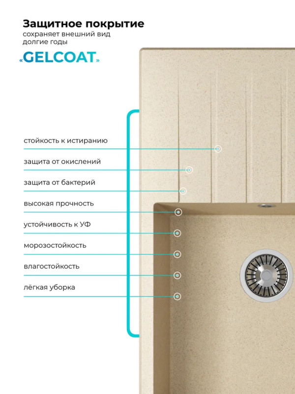 Кухонная мойка Polygran DEKA 780 опал покрытие