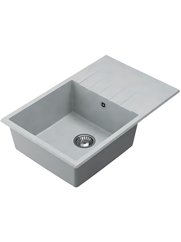 Кухонная мойка Polygran DEKA 780 светло-серый вид сбоку