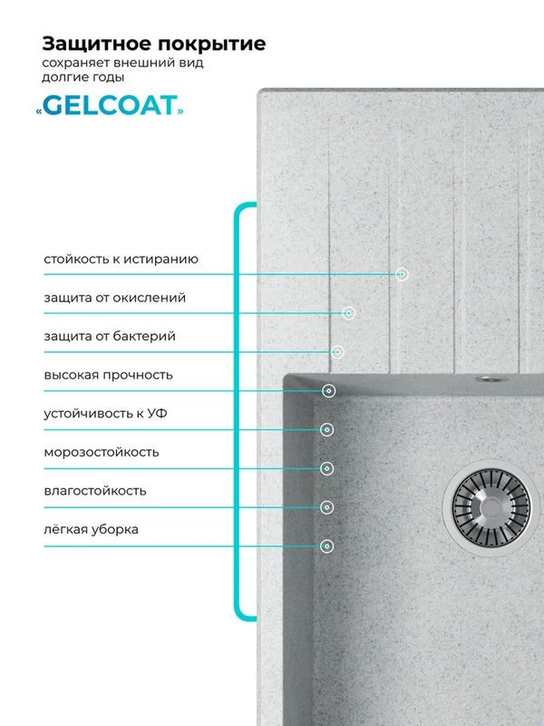 Кухонная мойка Polygran DEKA 780 светло-серый покрытие