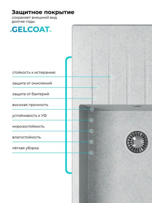 Кухонная мойка Polygran DEKA 780 светло-серый покрытие