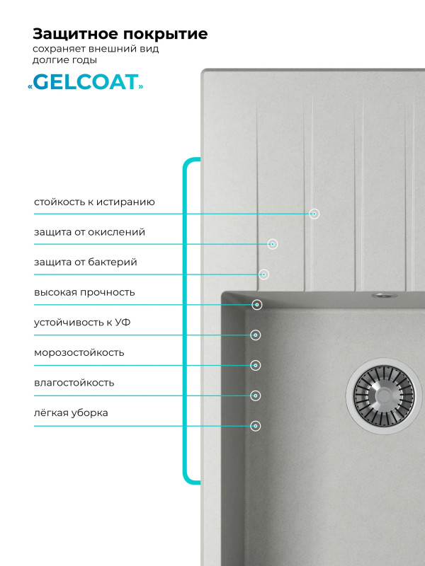 Кухонная мойка Polygran DEKA 780 серый  2