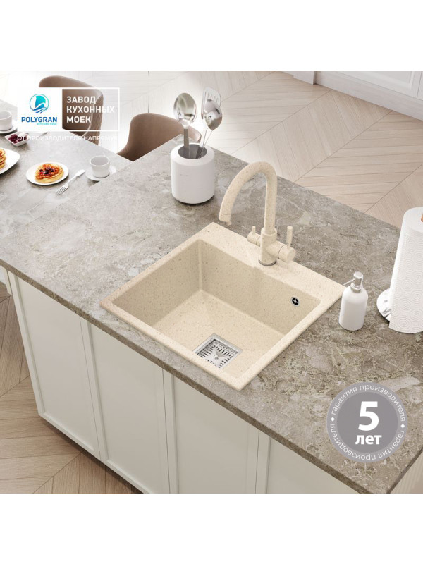 Кухонная мойка Polygran Blade 500 кремовый интерьер