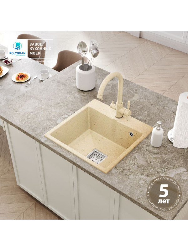 Кухонная мойка Polygran Blade 500 опал интерьер