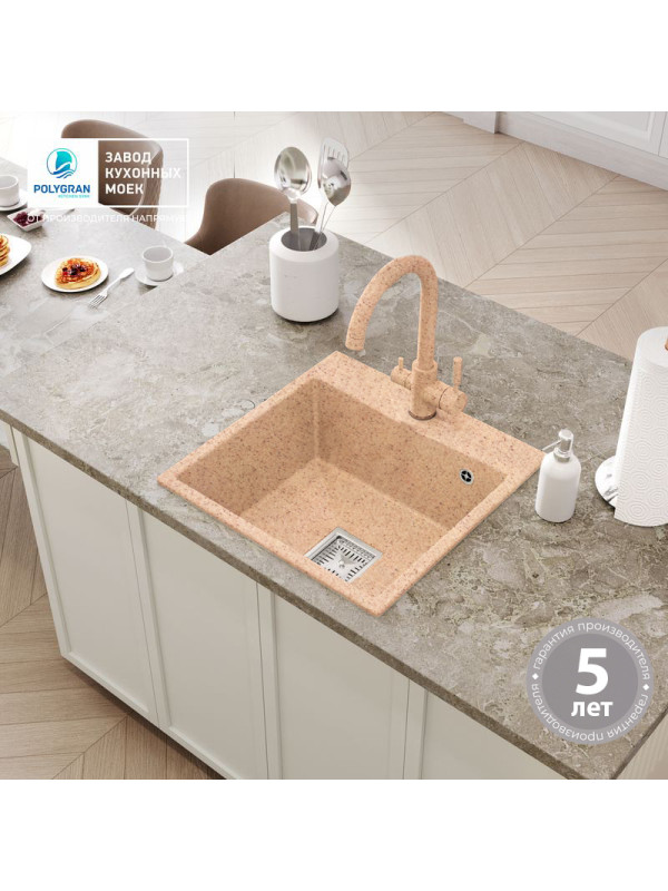 Кухонная мойка Polygran Blade 500 песочный интерьер