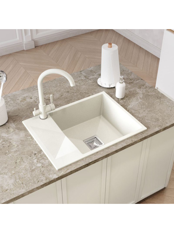Кухонная мойка Polygran Blade 660 белый хлопок интерьер