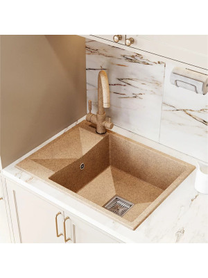 Кухонная мойка Polygran Blade 660 песочный интерьер 3