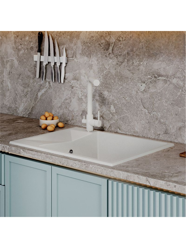 Кухонная мойка Polygran Blade 660 серый интерьер 2