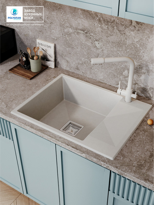 Кухонная мойка Polygran Blade 660 серый интерьер 2