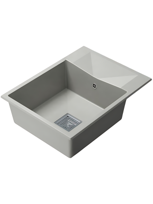 Кухонная мойка Polygran Blade 660 серый вид сбоку