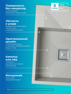 Кухонная мойка Polygran Blade 660 серый преимущества