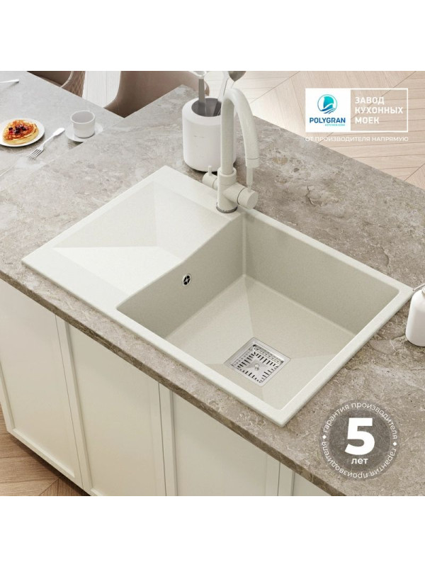Кухонная мойка Polygran Blade 760 белый хлопок гарантия