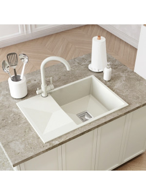 Кухонная мойка Polygran Blade 760 белый хлопок интерьер 2