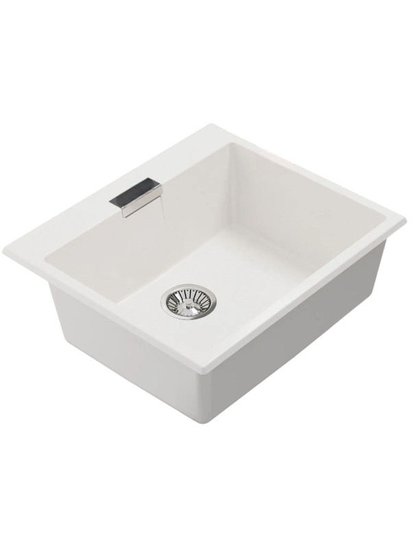 Кухонная мойка Polygran TOLERO 580 белый хлопок вид сбоку