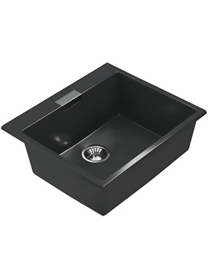 Кухонная мойка Polygran TOLERO 580 космос черный металлик вид сбоку