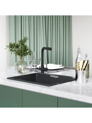 Кухонная мойка Polygran TOLERO 580 космос черный металлик интерьер 2