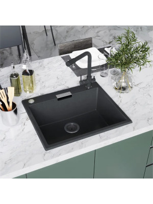 Кухонная мойка Polygran TOLERO 580 космос черный металлик интерьер 3