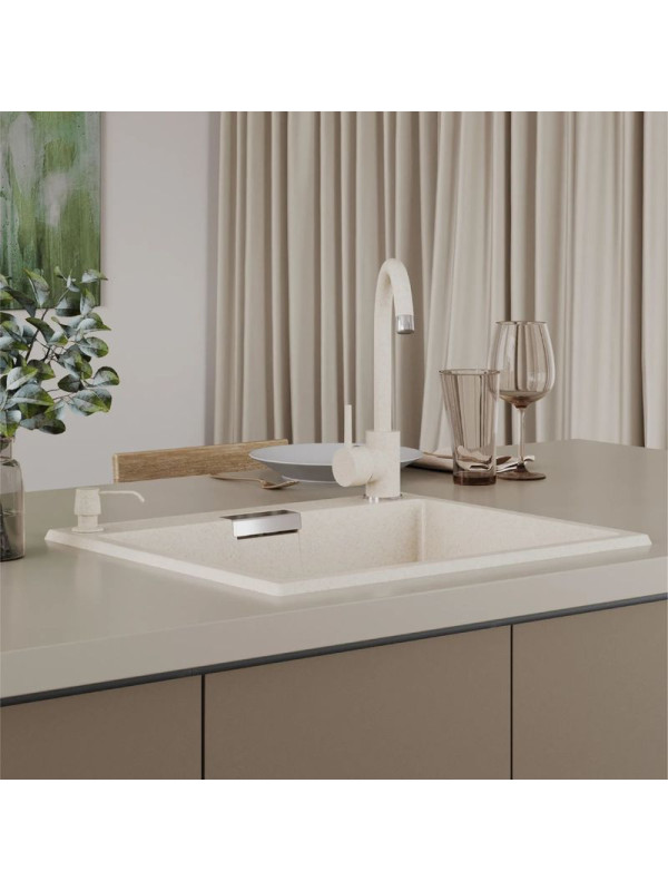 Кухонная мойка Polygran TOLERO 580 кремовый интерьер 2