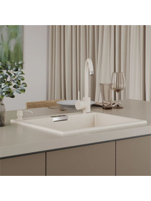 Кухонная мойка Polygran TOLERO 580 кремовый интерьер 2