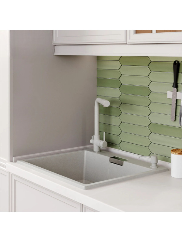 Кухонная мойка Polygran TOLERO 580 серый интерьер 2