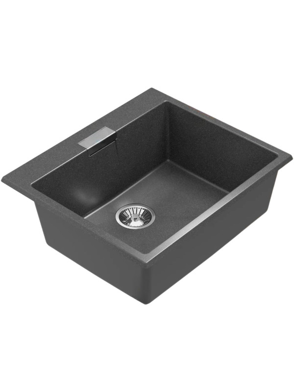 Кухонная мойка Polygran TOLERO 580 черный вид сбоку