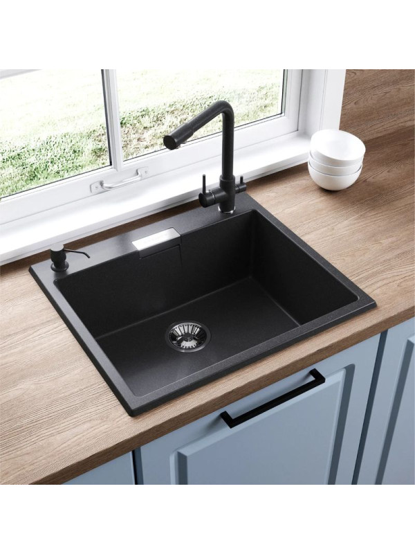 Кухонная мойка Polygran TOLERO 580 черный интерьер 2