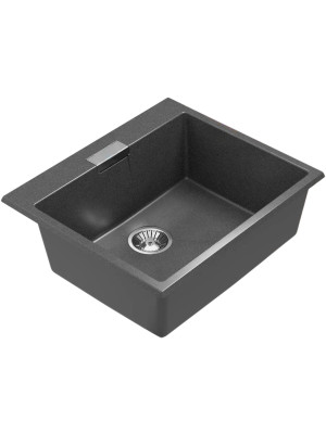 Кухонная мойка Polygran TOLERO 580 черный вид сбоку