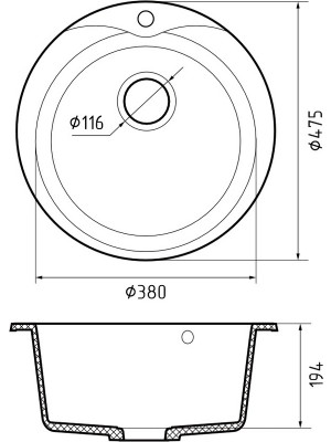 Кухонная мойка GranFest GF-R480 черный размеры 1
