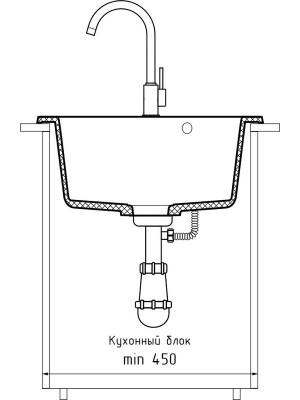 Кухонная мойка GranFest GF-R480 графит размеры 2